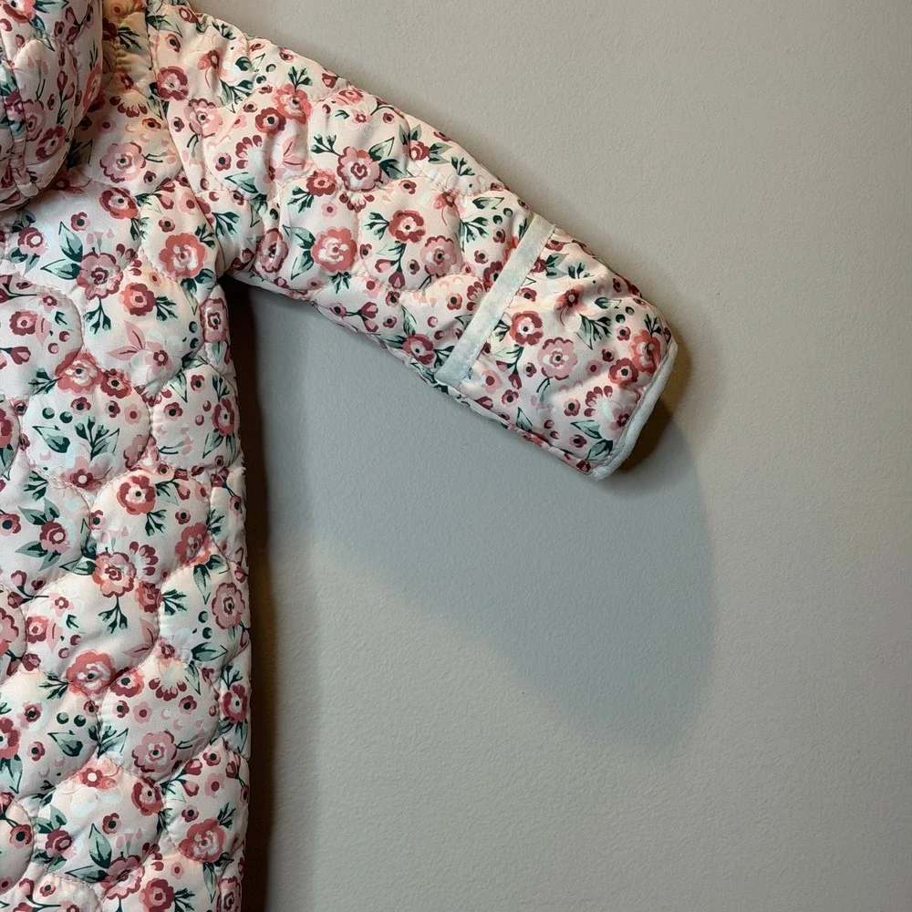 NWT Nicole Miller New York Baby Girls Pink Floral Quilted Snowsuit 6/9M Months